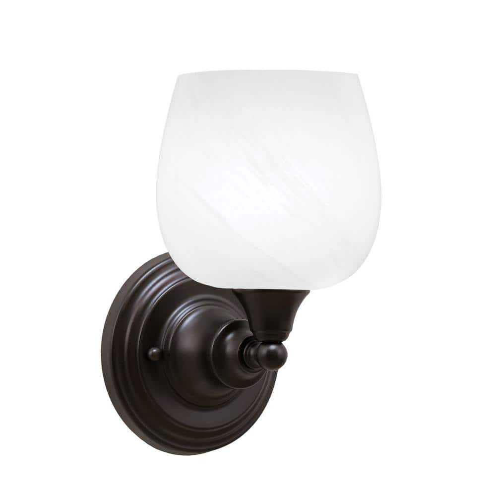 Fulton 1 Light Espresso Wall Sconce 6 in. White Marble Glass
