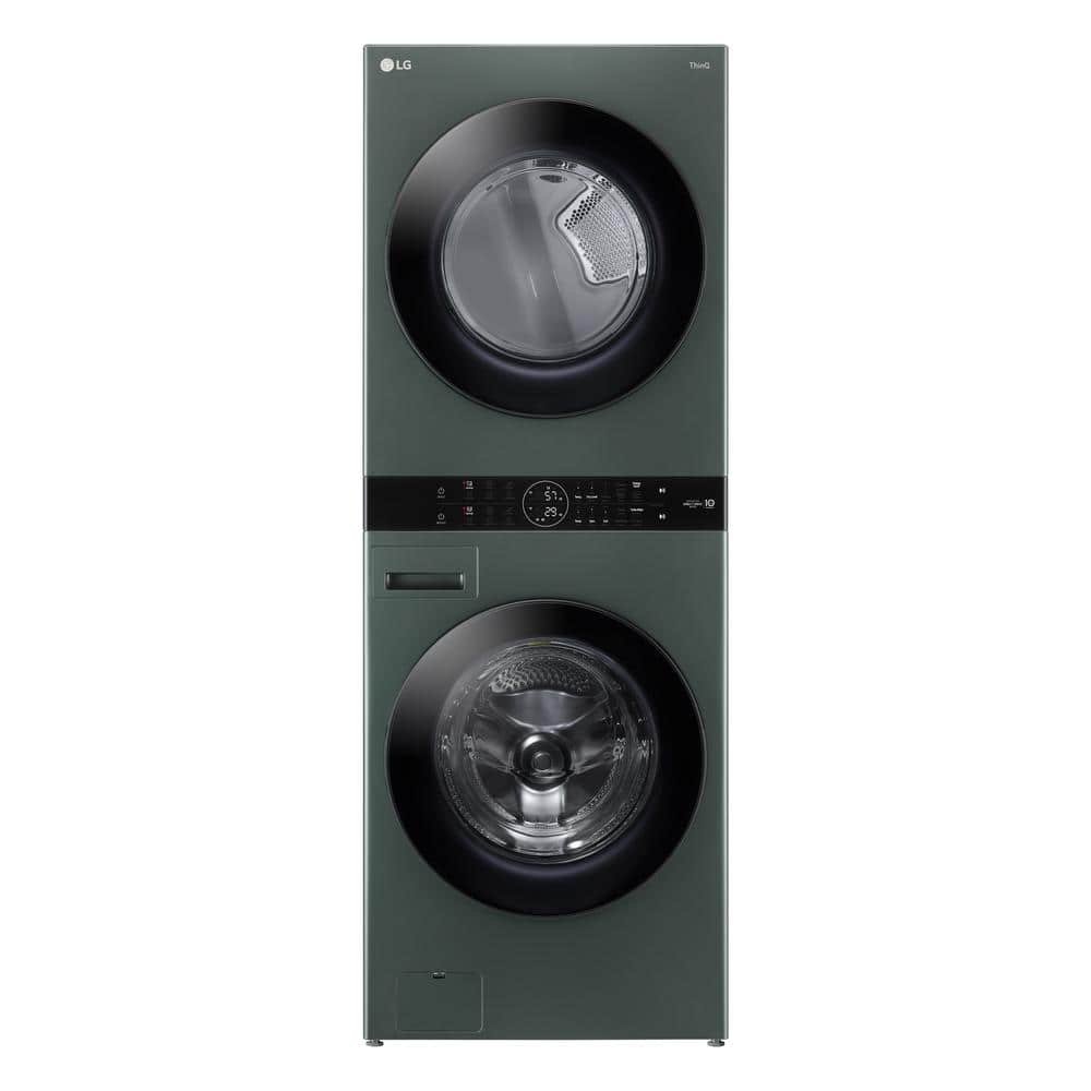 LG WashTower Stacked SMART Laundry Center 4.5 Cu.Ft. Front Load Washer & 7.4 Cu.Ft. Gas Dryer in Nature Green w/ Steam