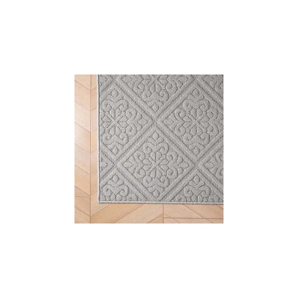 Austell Solid Light Gray 2 ft. x 4 ft. Geometric Area Rug