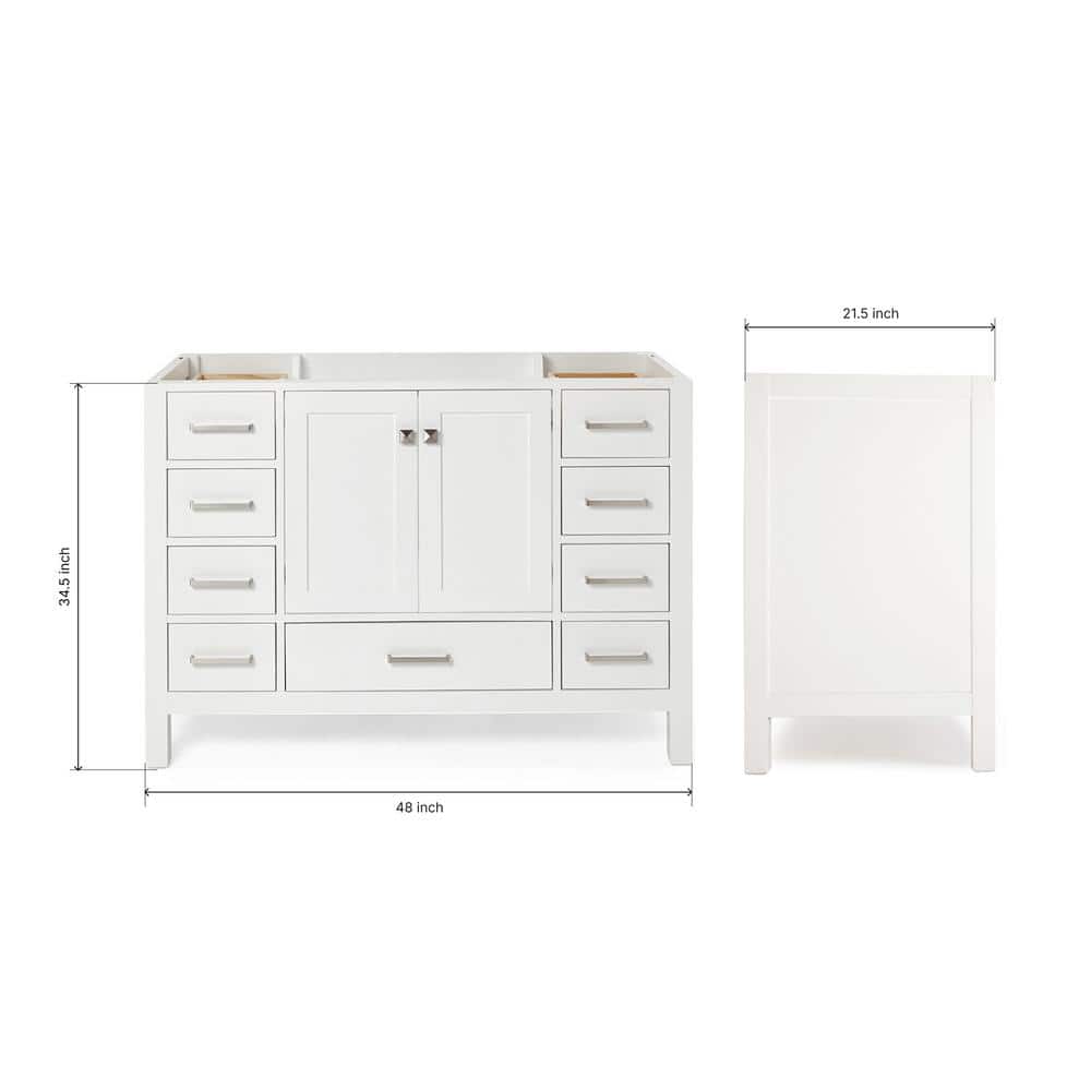 Cambridge 48" White Solid Wood Freestanding Vanity Cabinet
