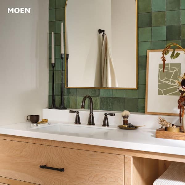 Banbury 8 in. Widespread Double Handle High-Arc Bathroom Faucet in Mediterranean Bronze (Valve Included)