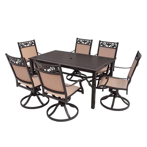 Laurel Canyon Dark Brown 7 Piece Aluminum Patio Dining Set With High Back Swivel Chairs Umbrella Hole Powder Coat Paint Lchrec7tex - Spray Paint Aluminum Patio Table With Umbrella Hole Laurel Canyon Dark Brown 7 Piece Aluminum Patio Dining Set With High Back Swivel Chairs Umbrella Hole Powder Coat Paint Lchrec7tex - Spray Paint Aluminum Patio Table With Umbrella Hole