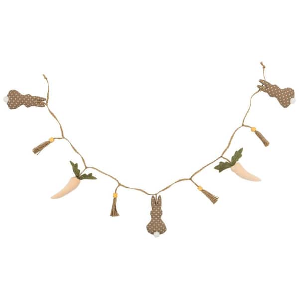 4 ft. Carrots and Bunnies Plush Easter Artificial Garland