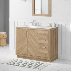 Huckleberry 42 in. W x 19 in. D x 34.5 in. H Bath Vanity in Weathered Tan with White Cultured Marble Top