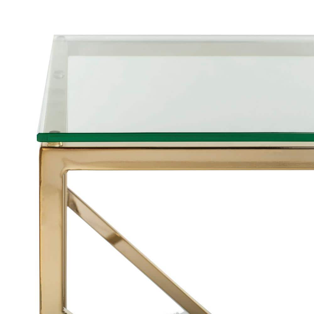 Namiko 48" Silver Rectangular Glass & Brass Console Table