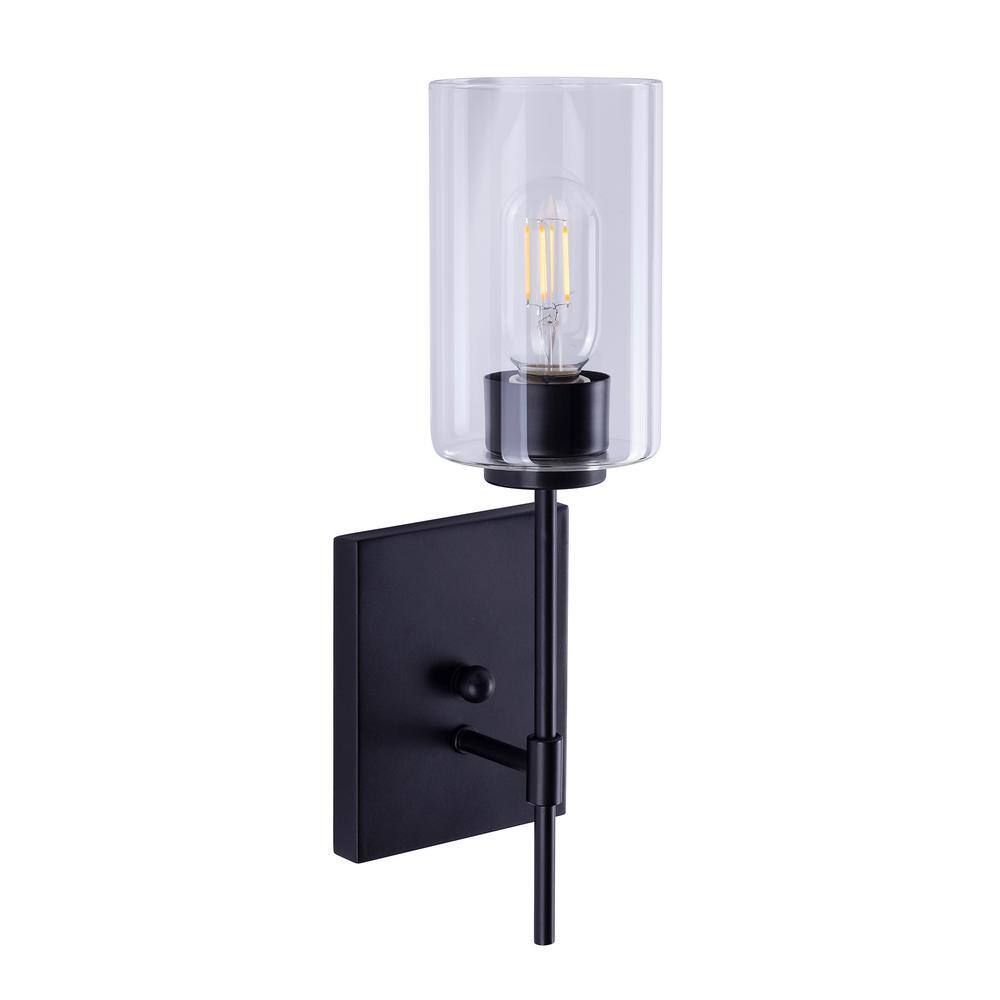 Faye 1-Light Black Wall Sconce Vanity Light with Clear Glass price history on PriceWatchPro