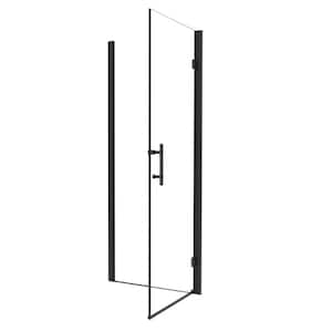 36 in. W x 72 in. H Frameless Bathroom Pivot Shower Door in Matte Black Finish with 1/4 in. Tempered Glass Right Hinged