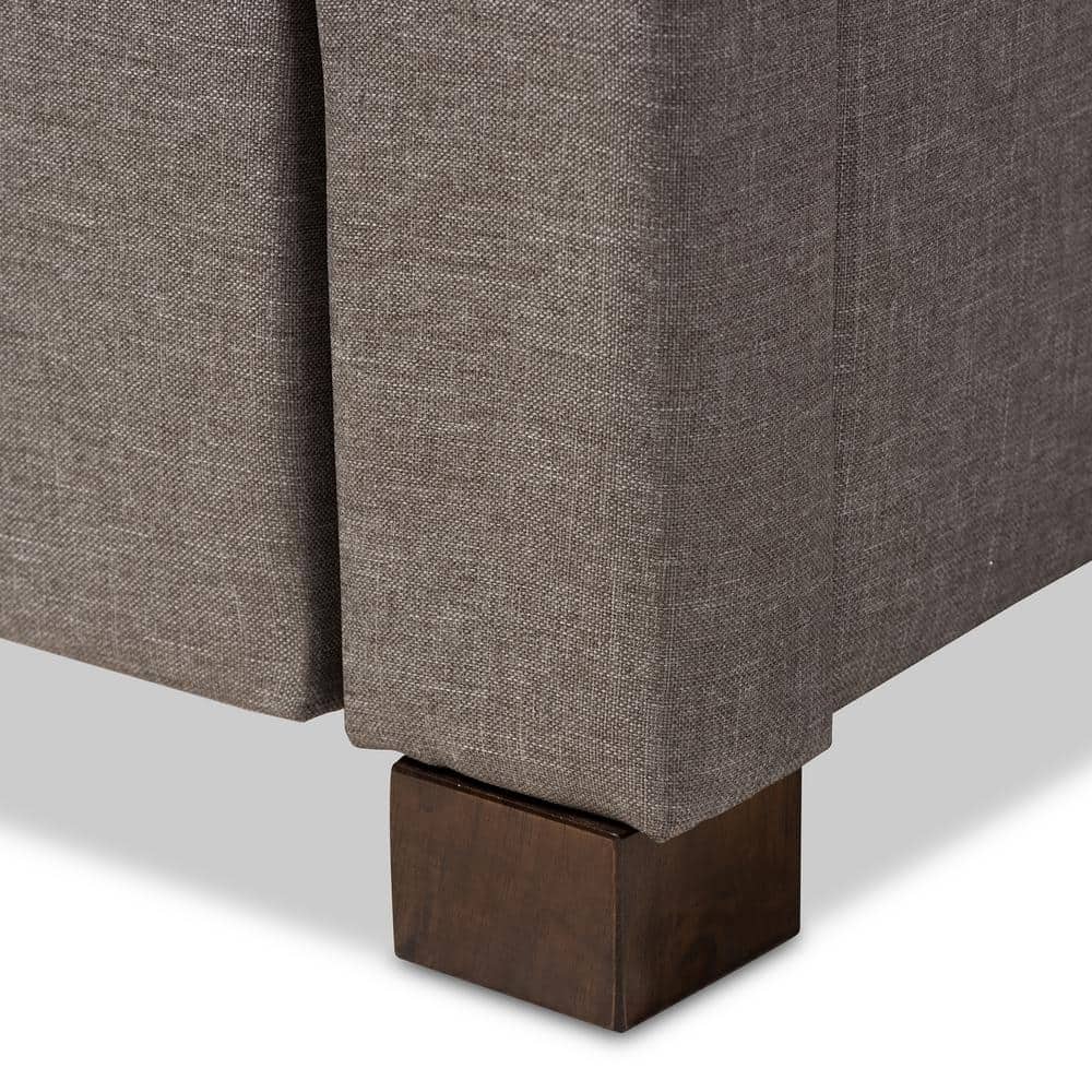 Grey Upholstered Queen Platform Bed with Storage Drawer