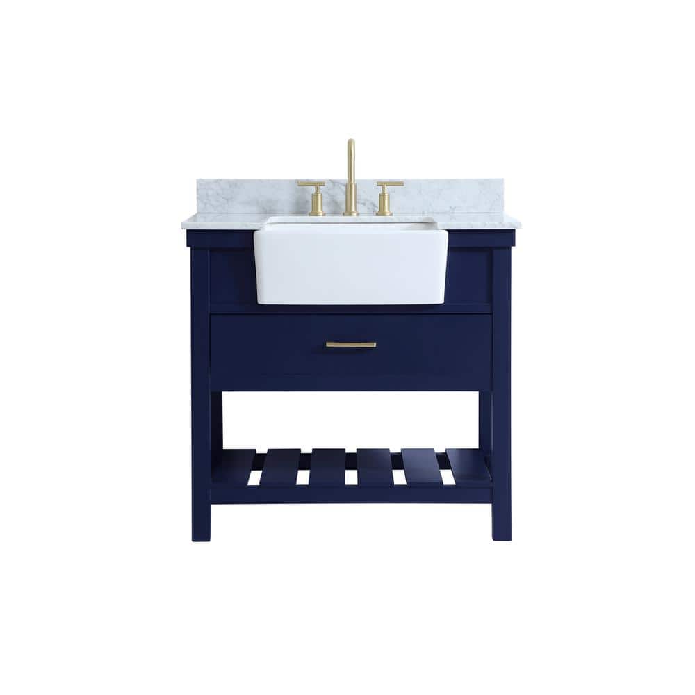 Timeless Home 36 in. W x 22 in. D x 34.13 in. H Bath Vanity in Blue with Ca