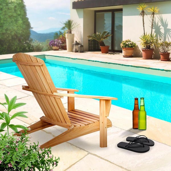 Teak Wood Adirondack Chair, Patio Seating Wooden Chair, Weather