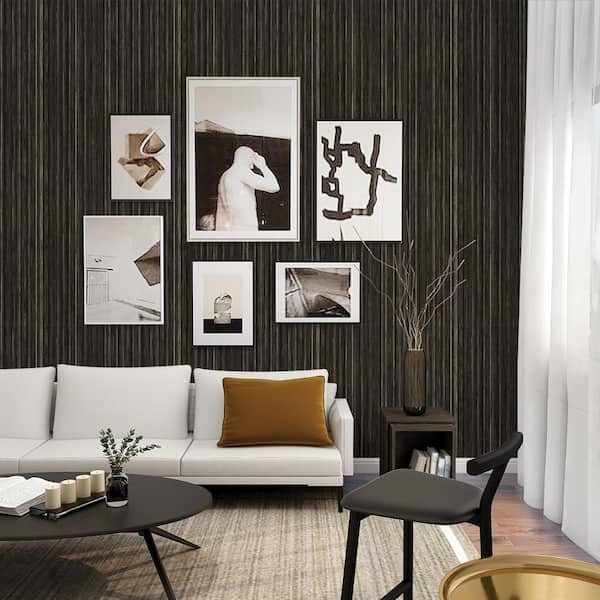 Grasscloth Black Linen Peel and Stick Vinyl Wallpaper 56 sq. ft.