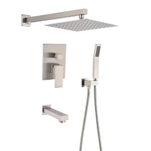 Single Handle 1-Spray Rainfall Tub and Shower Faucet with Shower Handheld in Brushed Nickel (Valve Included?