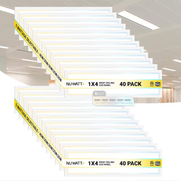 1 ft. x 4 ft. Drop Ceiling Backlit Integrated LED Panel 5CCT 30K-65K Color & Lumens Selectable Dimmable 120-277V (40PK)