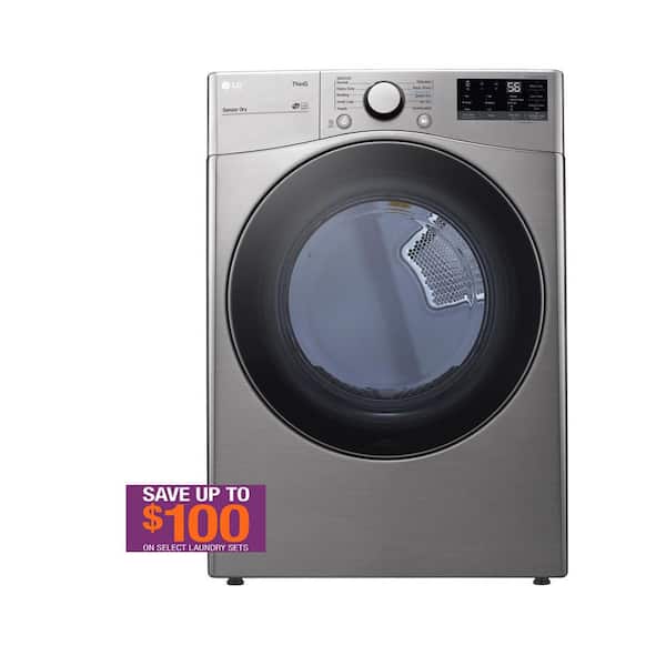 LG 7.4 cu. ft. Large Capacity vented Smart Stackable Electric Dryer with Sensor Dry in Graphite Steel