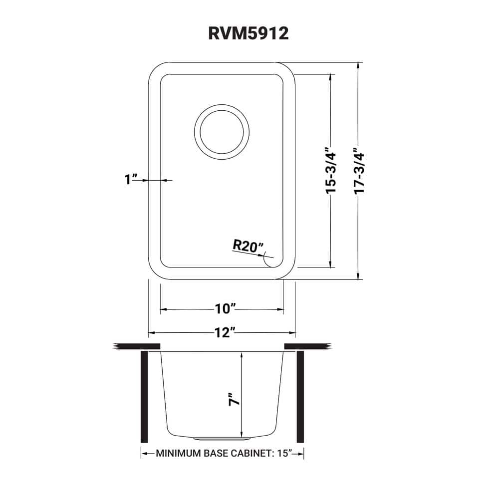 Ruvati 12" Stainless Steel Undermount Single Bowl Bar Sink