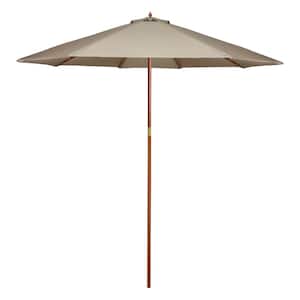 9 ft. Outdoor Market Patio Umbrella with Wooden Brown Pole