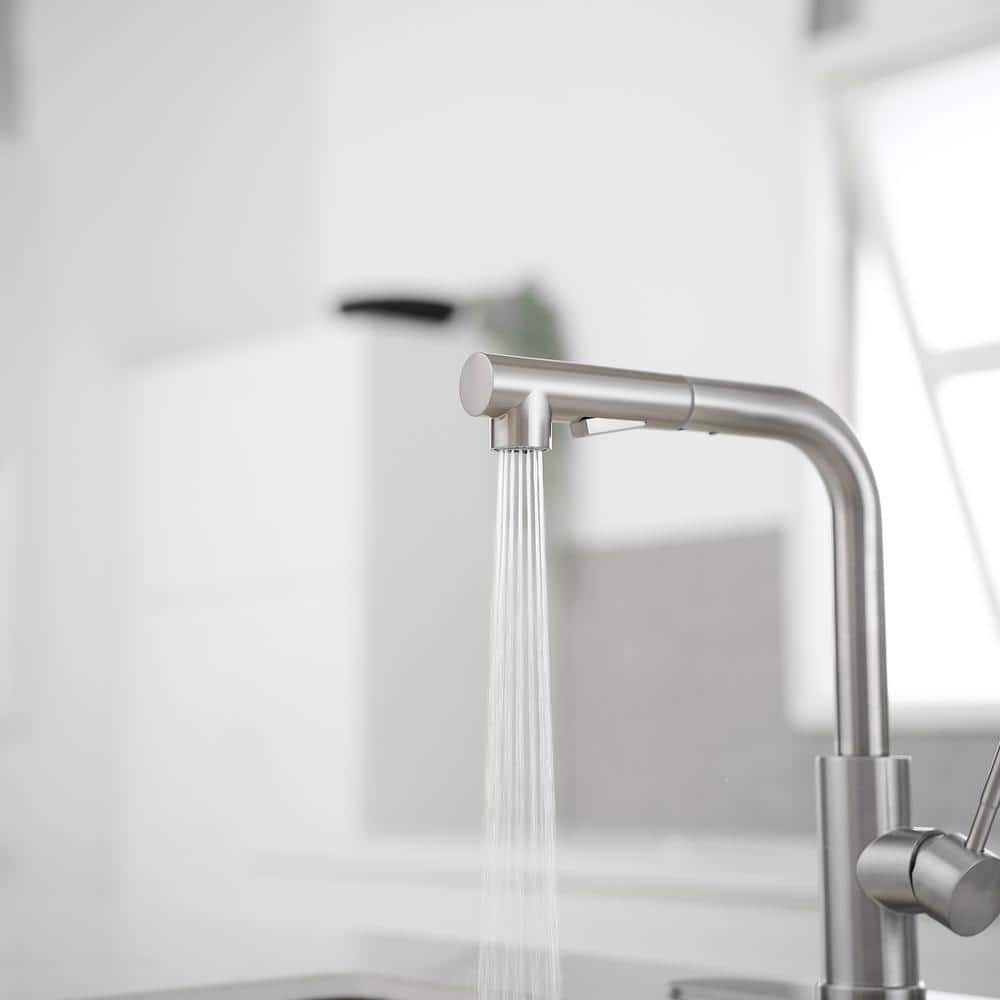 Brushed Nickel Single Handle Pull-Out Kitchen Faucet