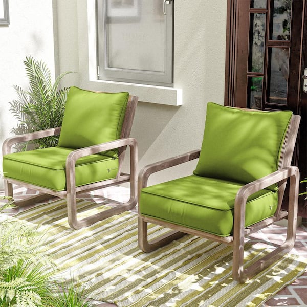 22 in. x 22 in. x 4 in. Square Outdoor Deep Seating Cushion Set Seat and Back Cushion for Lounge Chair Grass Green