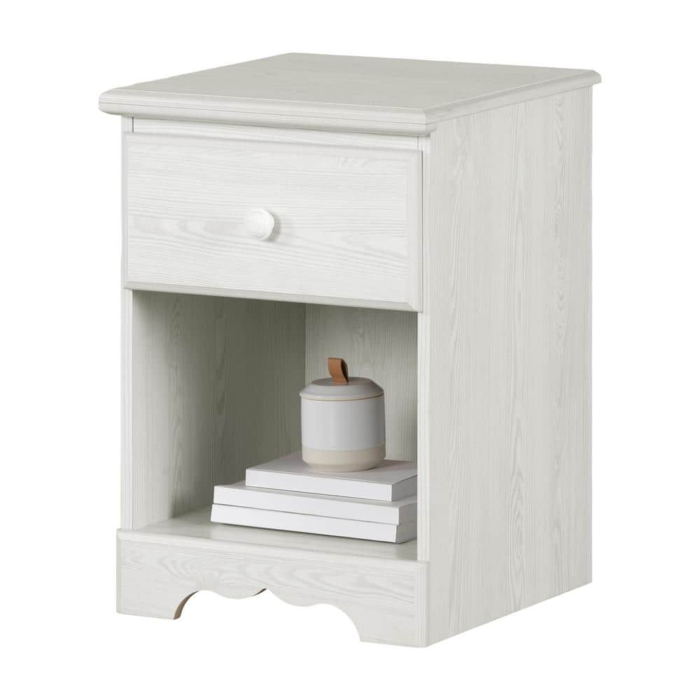 White Pine 1-Drawer Nightstand with Open Shelf