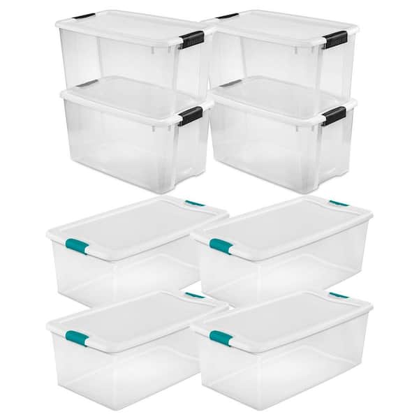106 Quart Latching Storage Container (4 Pack) + 70 Quart Box (4 Pack)