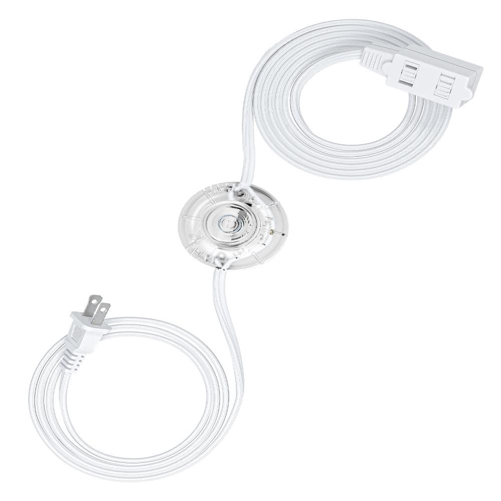 12 FT Extension Power Cord Splitter with Lights and Angled Flat Plug, 2Prong 3 Outlets,16AWG/2C, Indoor,13A/1625W, White price history on PriceWatchPro