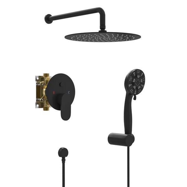 Miscool Ami Single Handle 2-Spray 10 in. Wall Mount Shower Faucet 1.8 GPM with Pressure Balance Valve in. Matte Black