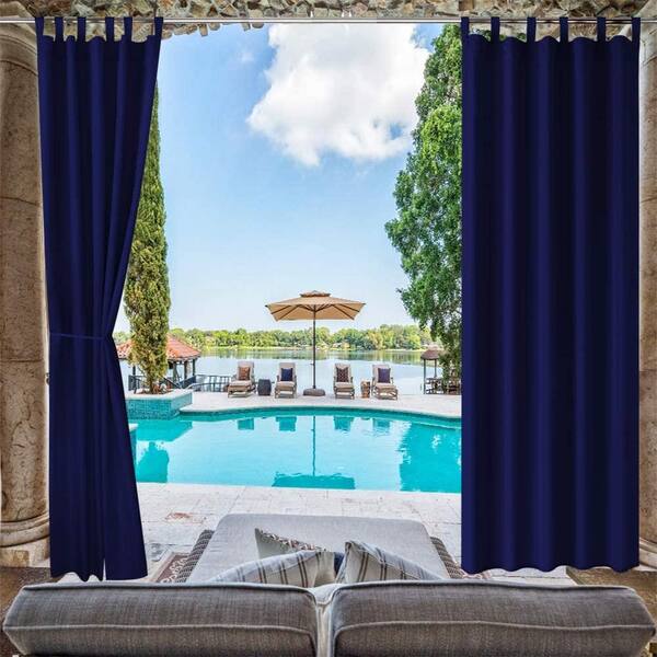 50x120-Inch Outdoor Single Window Curtain Panel Blackout UV Ray Waterproof,Blue 