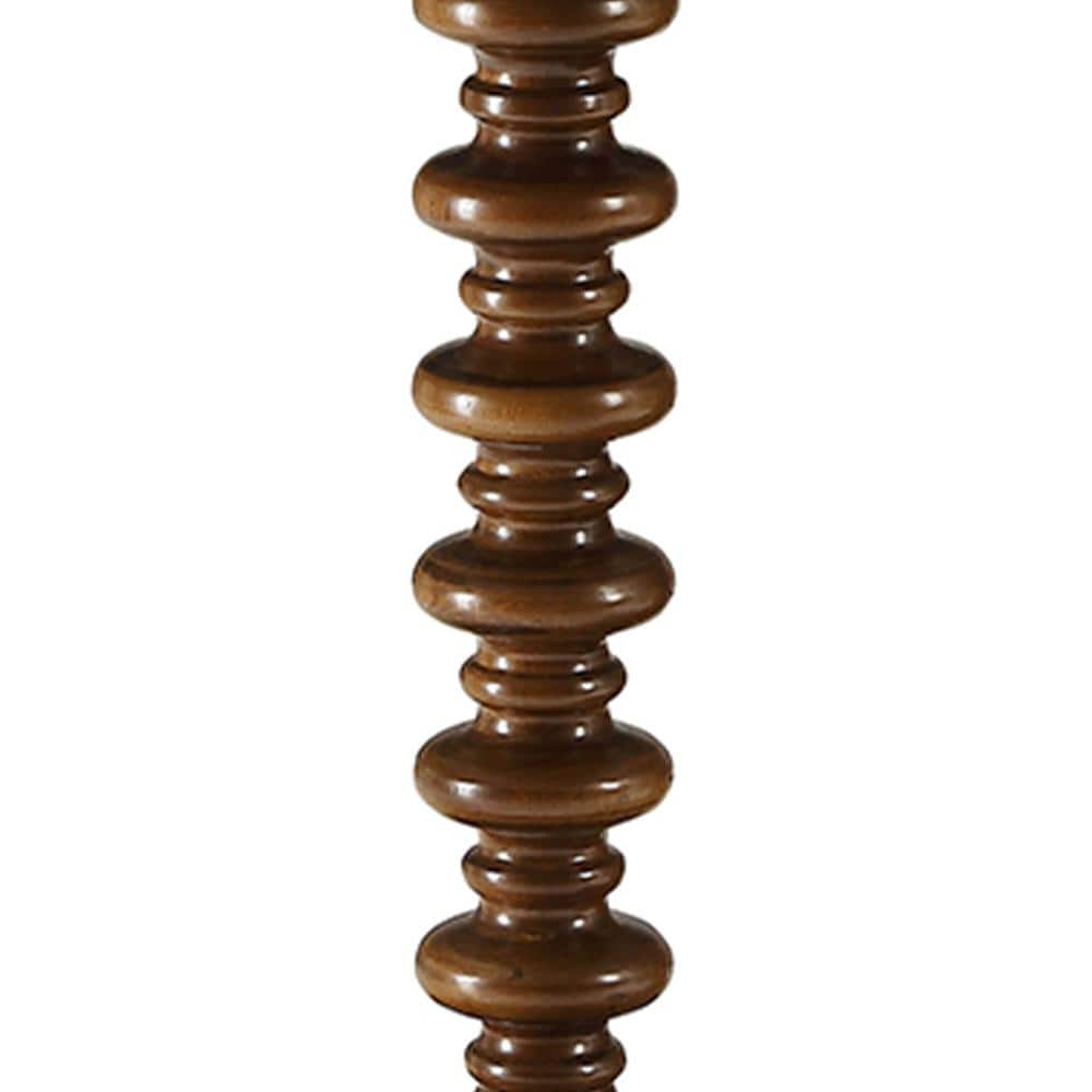 Walnut Brown Round Wood Side Table with Turned Support