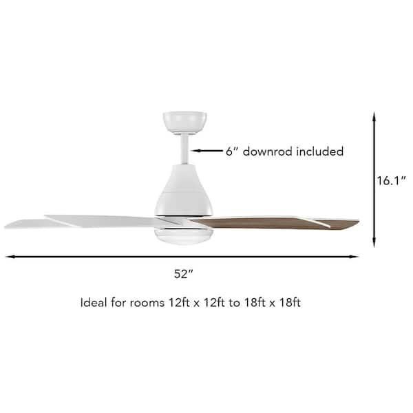 Hampton Bay - Nevali 52 in. White Color Changing LED Indoor Matte White Ceiling Fan with Light and Remote Included Powered by Hubspace