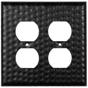 Black 2-Gang 2 Duplex Outlet Wall Plate (1-Pack)