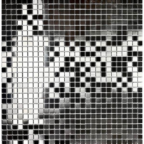ABOLOS Modern Design Styles Silver Square Mosaic 0.75 in. x 0.75 in. Stainless Steel Decorative Wall Tile (10 sq. ft./Case)