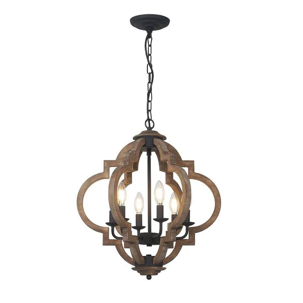 Avex 6-Light Brown Farmhouse Pendant Light with Wood Shade, No Bulbs Included price history on PriceWatchPro