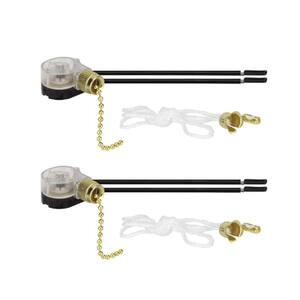 Polished Brass Ceiling Fan Light Switch with Pull Chain (2-Pack)