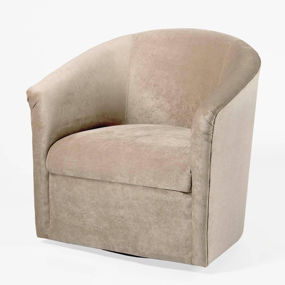 Elizabeth Beige Sand Microfiber Barrel Swivel Accent Chair