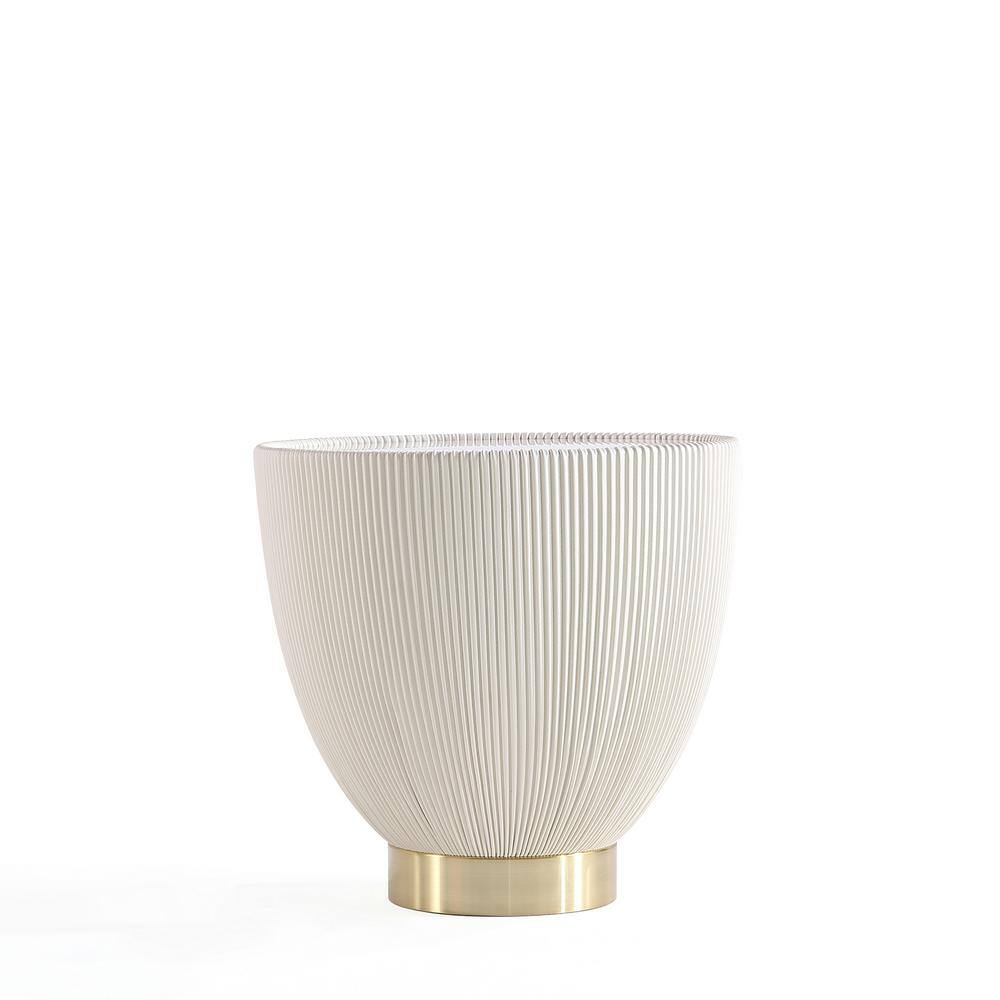 Anderson Cream Leatherette End Tables with Gold Base, Set of 2