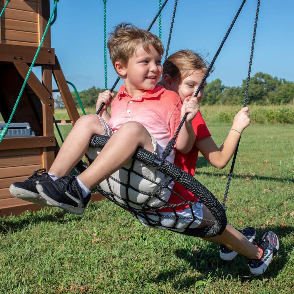 Cedar Cove Wooden Swing Set with Dual Slides and Swings