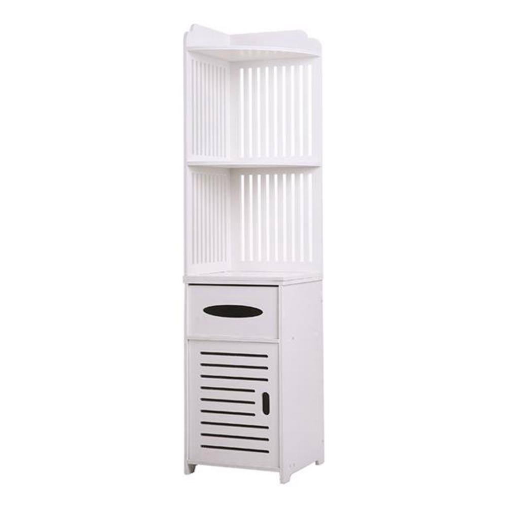 11.81 in. W Toilet Bathroom Corner Cabinet Wood Floor Storage Shelf in White DDW1041HET12V - The ...