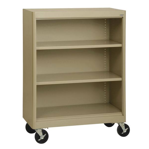 Sandusky 48 in. Tropic Sand Metal 3-shelf Cart Bookcase with Adjustable Shelves