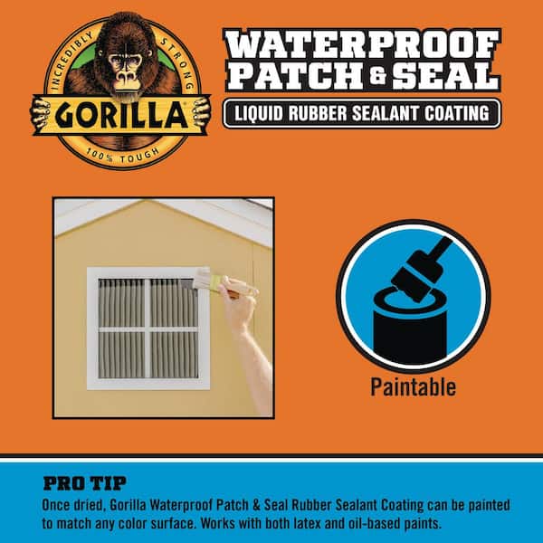 Gorilla 16 oz. Waterproof Patch and Seal Spray Paint in Black (6-pack)