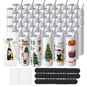 50-Pack Sublimation Tumblers 20 oz. Skinny Straight, Stainless Steel Sublimation Tumblers Blank
