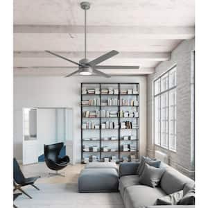 Solaria 72 in. Integrated LED Outdoor Matte Silver Ceiling Fan with Light Kit and Remote Control