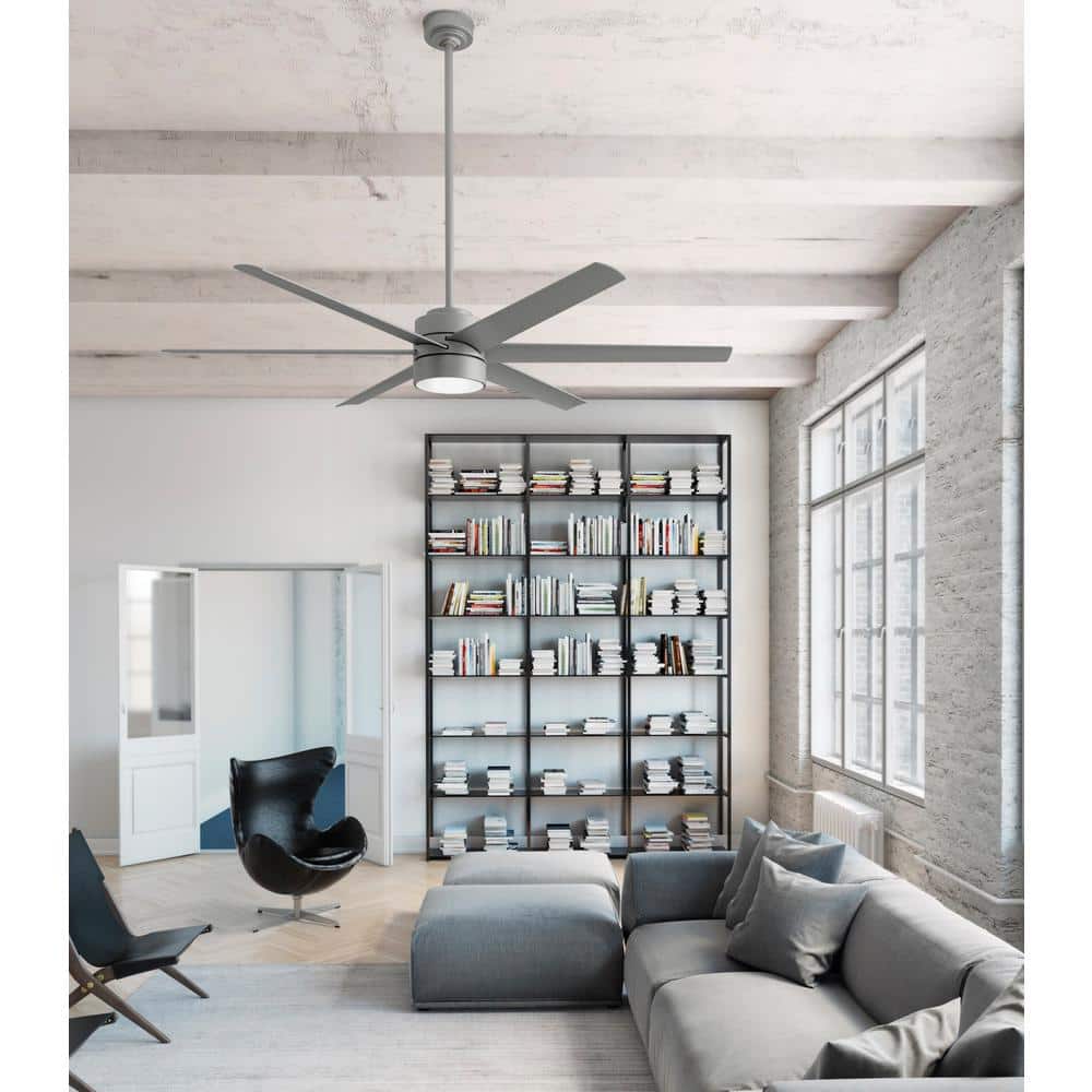 Solaria 72" Matte Silver Outdoor Ceiling Fan with LED Light and Remote