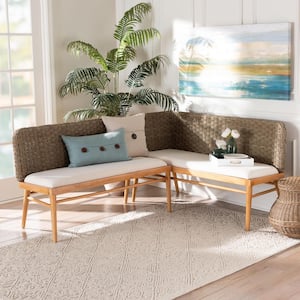 Denver Natural Seagrass 2-Piece Dining Nook Banquette Set