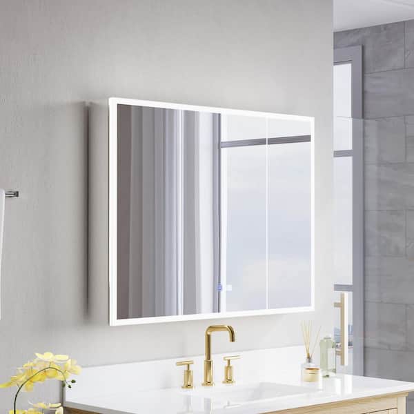 40 in. W x 30 in. H Rectangular Recessed/Surface Mount LED Medicine Cabinet with Mirror, 3x Magnifier, USB, Type C