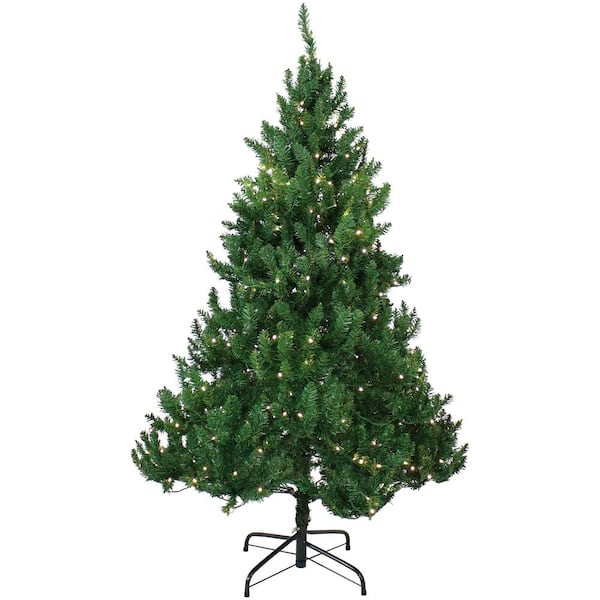 Sunnydaze Sunnydaze 5 ft. Pre-Lit Faux Tannenbaum Christmas Tree with Hinged Branches