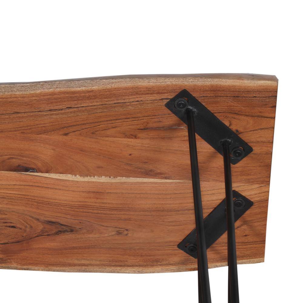 Natural Live Edge Acacia Wood and Metal Hairpin Console Table