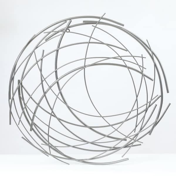 Luxenhome Metal Abstract Sticks Round, Round Metal Wall Art