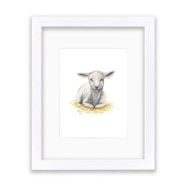 Unbranded Barnyard Littles "Lamb" by Alyssa Lewis Individual White Framed with Mat Animal Art Print 20 in. x 16 in.