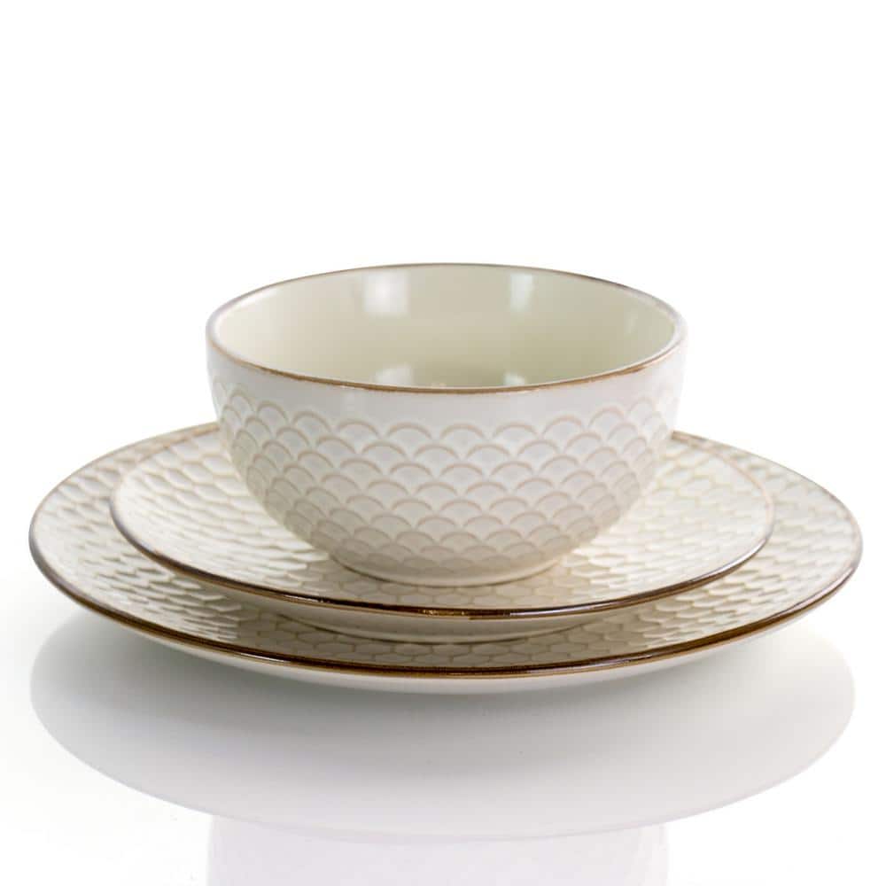 Honey Ivory Textured Ceramic 16-Piece Dinnerware Set