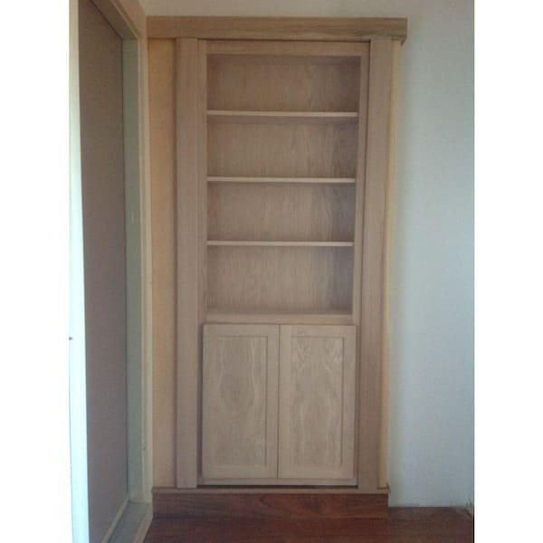 4 Shelf Interior Bookcase Door, Assembled Flush Mount Bookcase Door